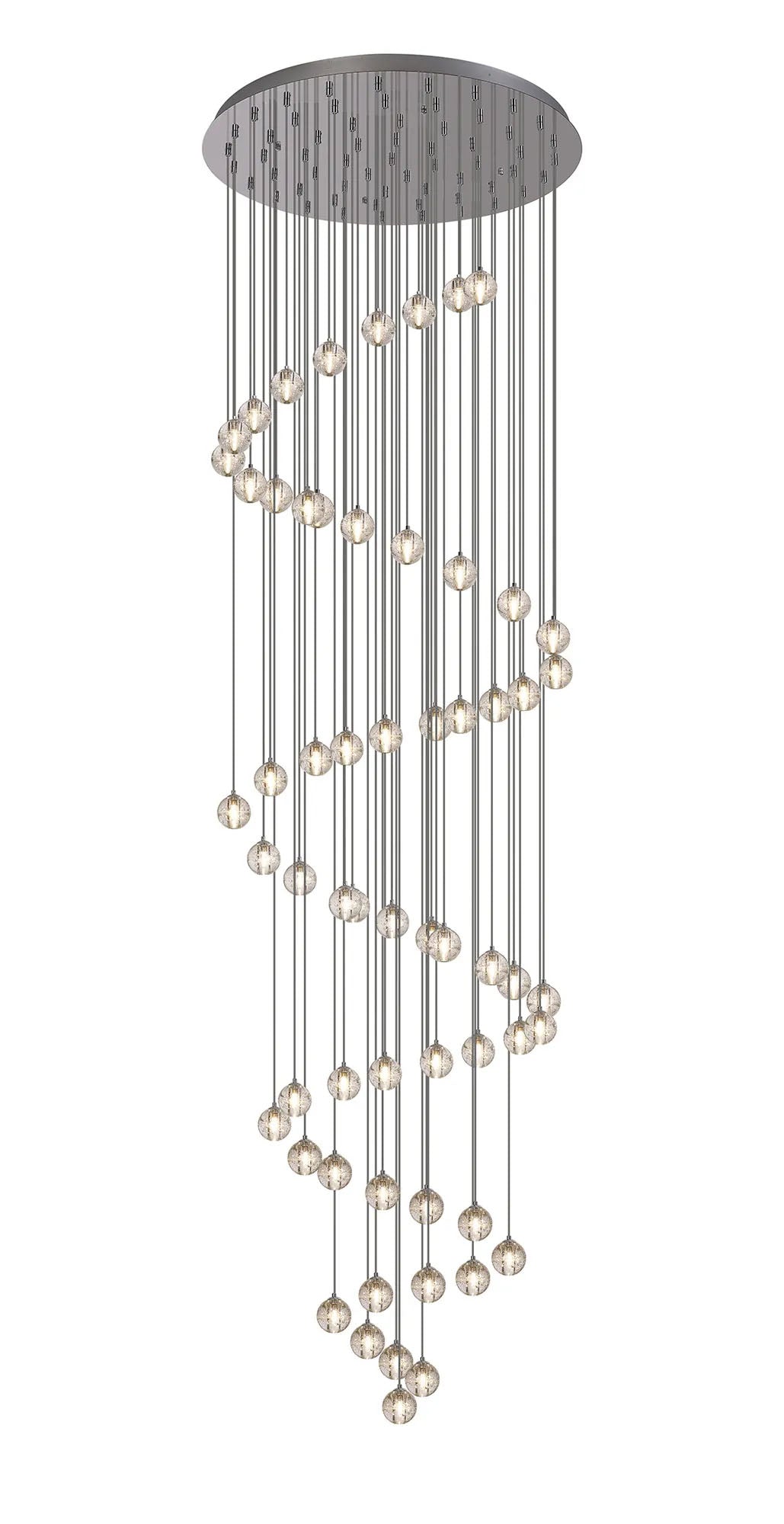 Swindlehirs 60 x G9 Bubble Glass 15 x 3m / 4m / 5m / 6m Round Multiple Pendant Polished Chrome / Clear Glass