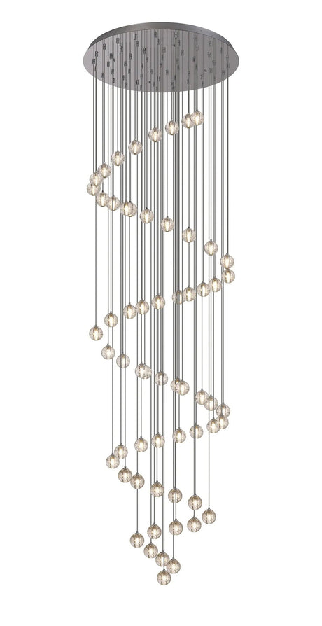 Swindlehirs 60 x G9 Bubble Glass 15 x 3m / 4m / 5m / 6m Round Multiple Pendant Polished Chrome / Clear Glass