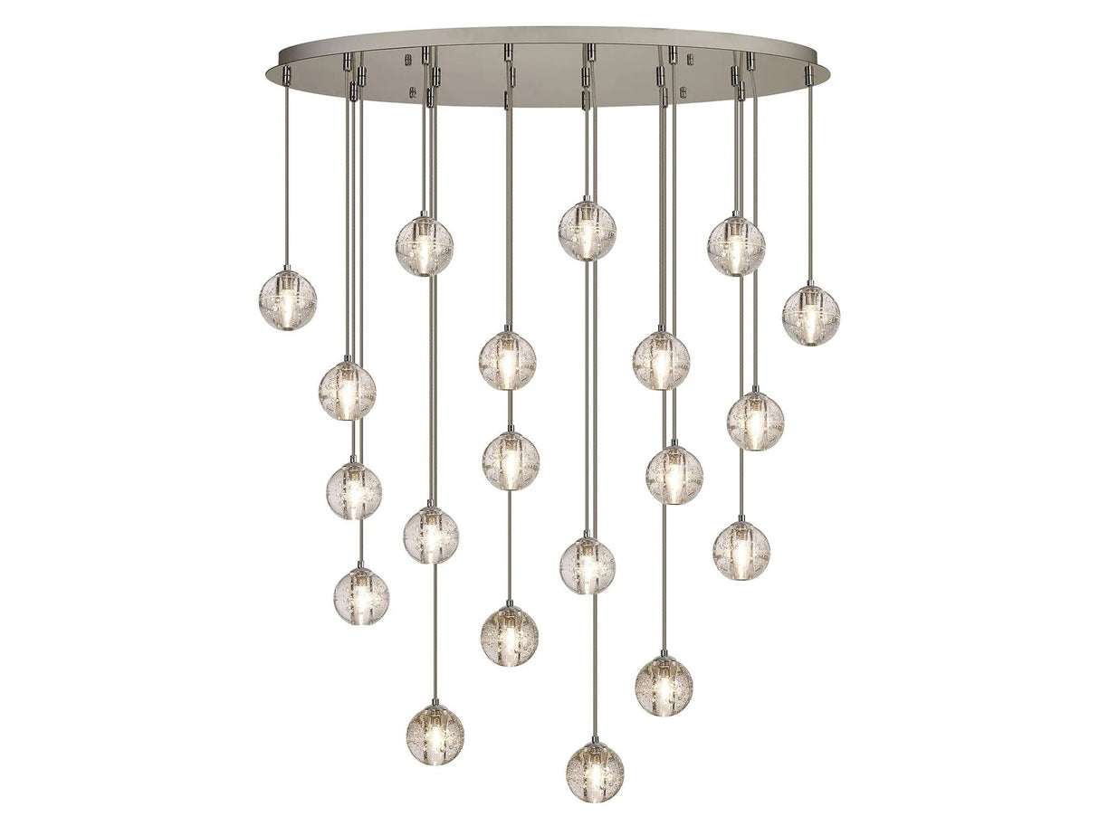 Swindlehirs 20 x G9 Bubble Glass 10 x 3m / 4m Oval Multiple Pendant Polished Chrome / Clear Glass