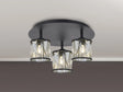 Swindlehirs Satin Black Round 3 x G9 35cm Flush Light With Clear Crystal