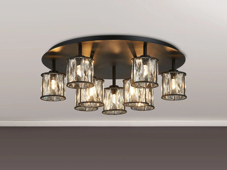 Swindlehirs Satin Black Round 9 x G9 Flush Light With Clear Crystal