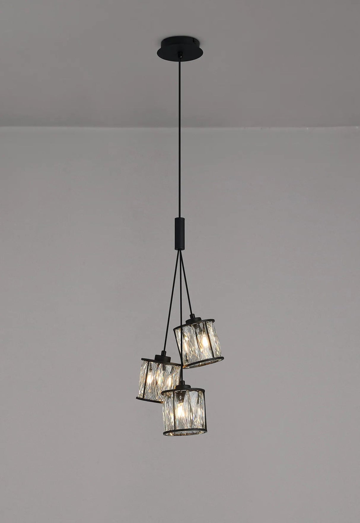 Swindlehirs Satin Black 3 x G9 2m 1 Drop Cluster Pendant