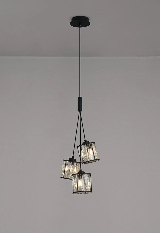 Swindlehirs Satin Black 3 x G9 2m 1 Drop Cluster Pendant