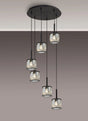 Swindlehirs Satin Black 6 x G9 2.5m Round Multiple Pendant