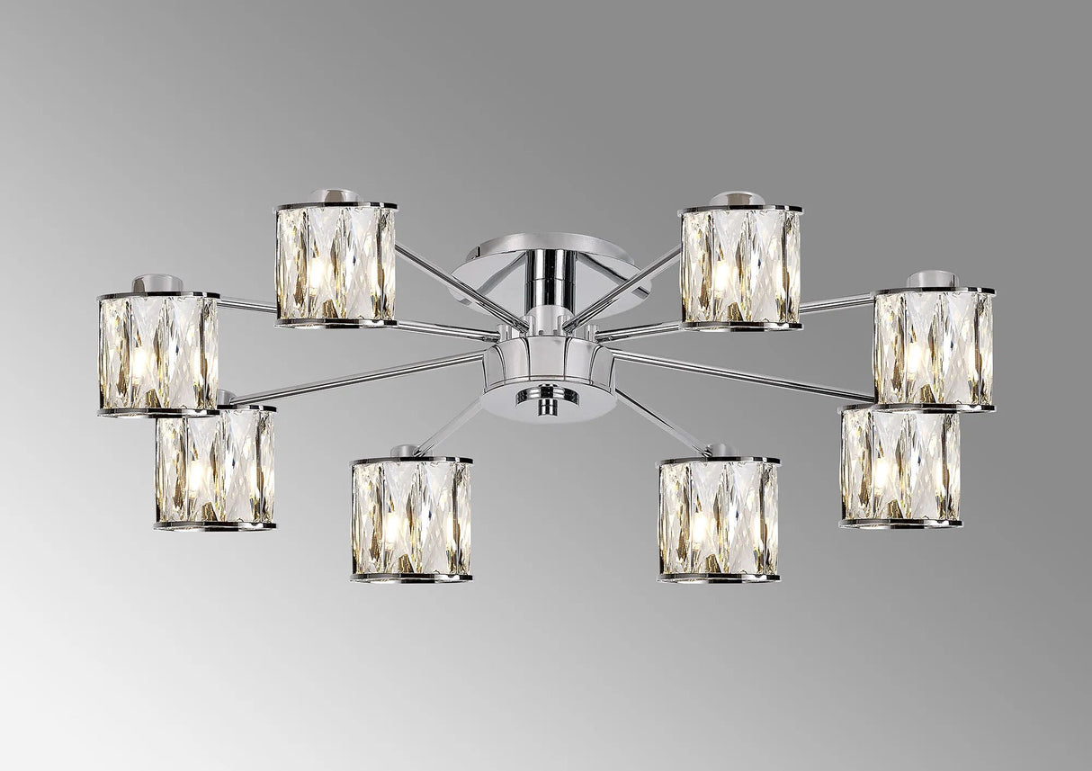 Swindlehirs 8 Light G9 Semi Flush Polished Chrome / Clear Crystal Shade