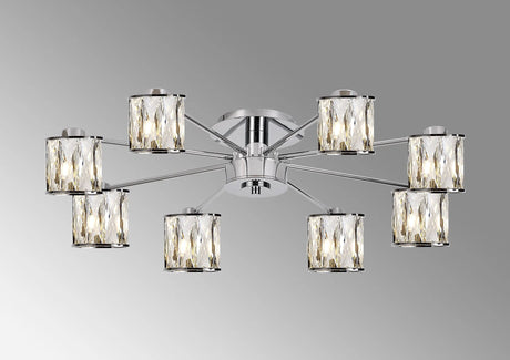 Swindlehirs 8 Light G9 Semi Flush Polished Chrome / Clear Crystal Shade