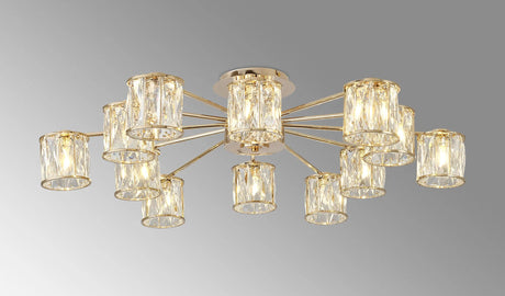 Swindlehirs 12 Light G9 Semi Flush French Gold / Clear Crystal Shade