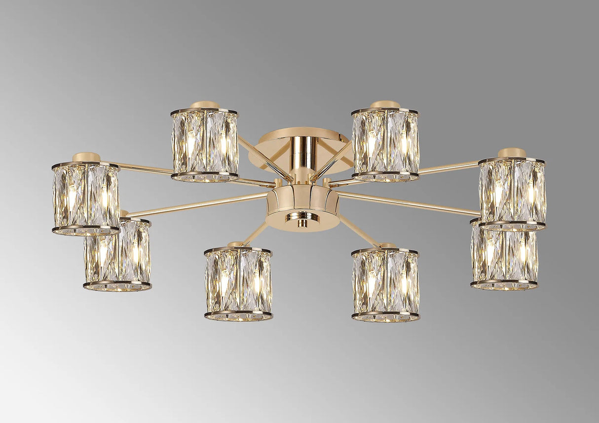 Swindlehirs 8 Light G9 Semi Flush French Gold / Clear Crystal Shade