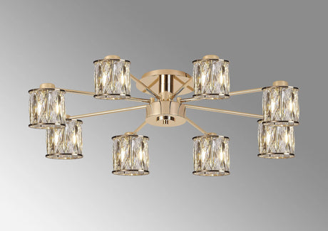 Swindlehirs 8 Light G9 Semi Flush French Gold / Clear Crystal Shade