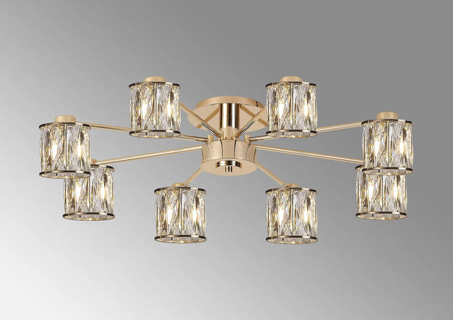 Swindlehirs 8 Light G9 Semi Flush French Gold / Clear Crystal Shade