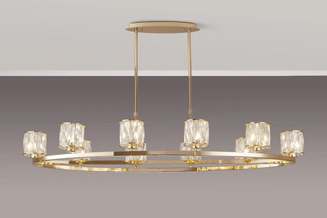 Swindlehirs 10 Light Oval G9 Telescopic Light French Gold / Clear Crystal Shade