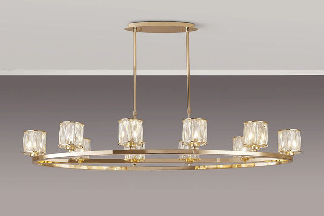 Swindlehirs 10 Light Oval G9 Telescopic Light French Gold / Clear Crystal Shade