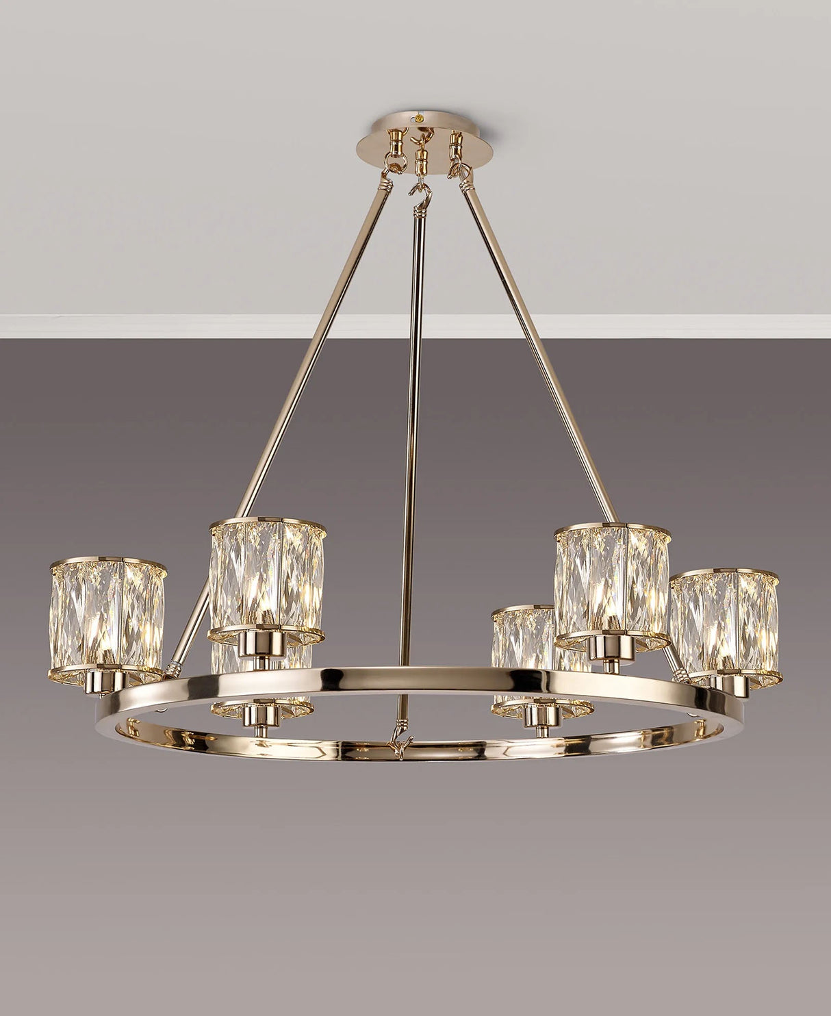 Swindlehirs 6 Light Round G9 Telescopic Light French Gold / Clear Crystal Shade