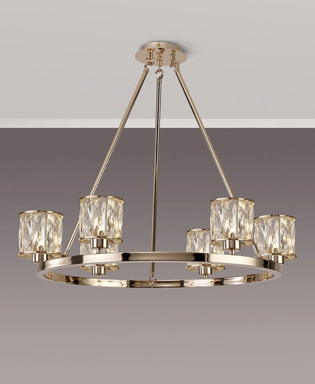 Swindlehirs 6 Light Round G9 Telescopic Light French Gold / Clear Crystal Shade