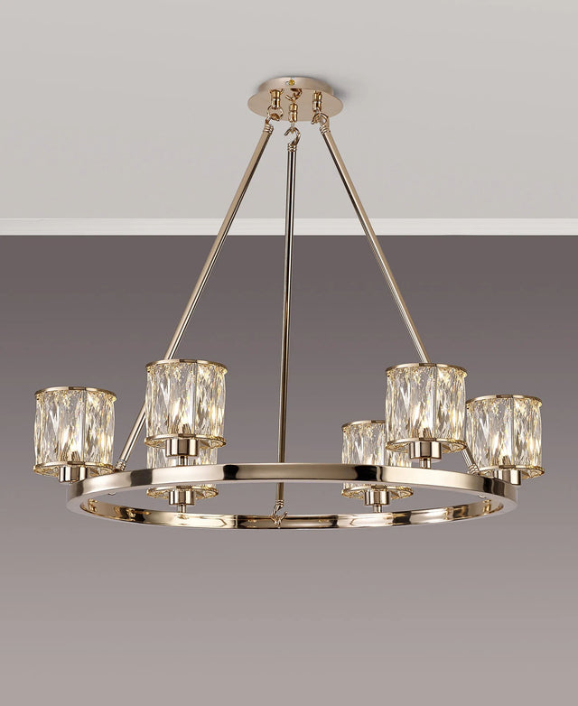 Swindlehirs 6 Light Round G9 Telescopic Light French Gold / Clear Crystal Shade
