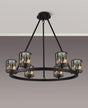 Swindlehirs 6 Light Round G9 Telescopic Light Sand Black / Smoked Crystal Shade