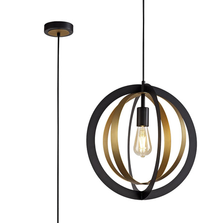 Symm Pendant, 1 x E27, Black/Satin Gold