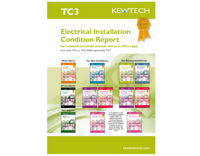 Kewtech Installation Condition Report Pad Up to 100A - TC3
