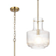 Traiantis Fluted Ribbed Glass Pendant, 1 x E27, Gold/Clear Glass