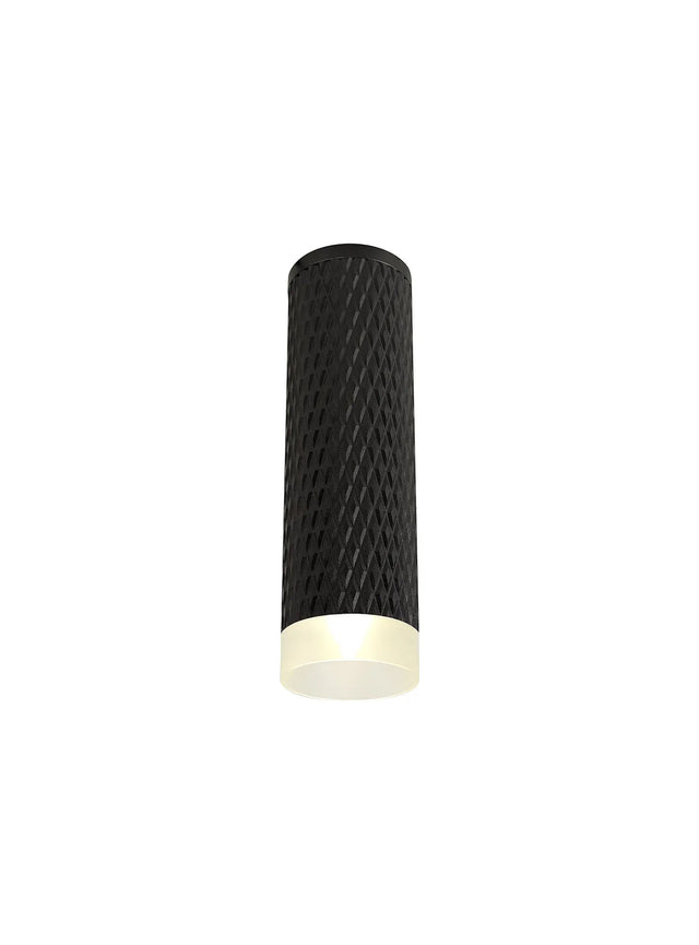 Tueart 1 Light 20cm Surface Mounted Ceiling GU10, Sand Black/Acrylic Ring