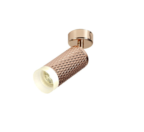 Tueart Adjustable 1 Light Surface Mounted Ceiling/Wall Spot Light GU10, Rose Gold/Acrylic Ring