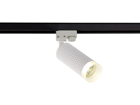 Tueart 1 Light Track Adjustable Spot Light GU10, Sand White/Acrylic Ring