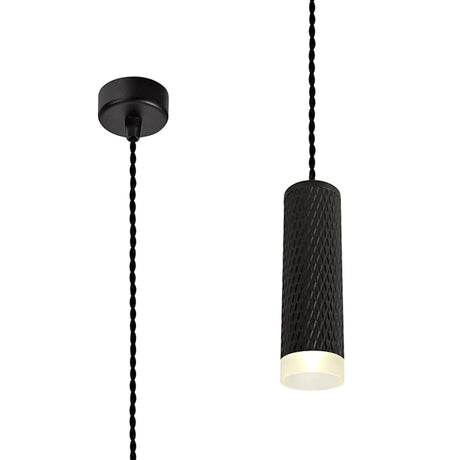 Tueart 1 Light 20cm Pendant Light GU10, Sand Black/Acrylic Ring