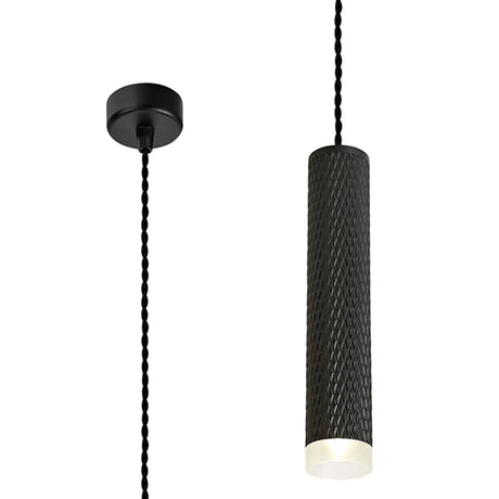 Tueart 1 Light 30cm Pendant Light GU10, Sand Black/Acrylic Ring