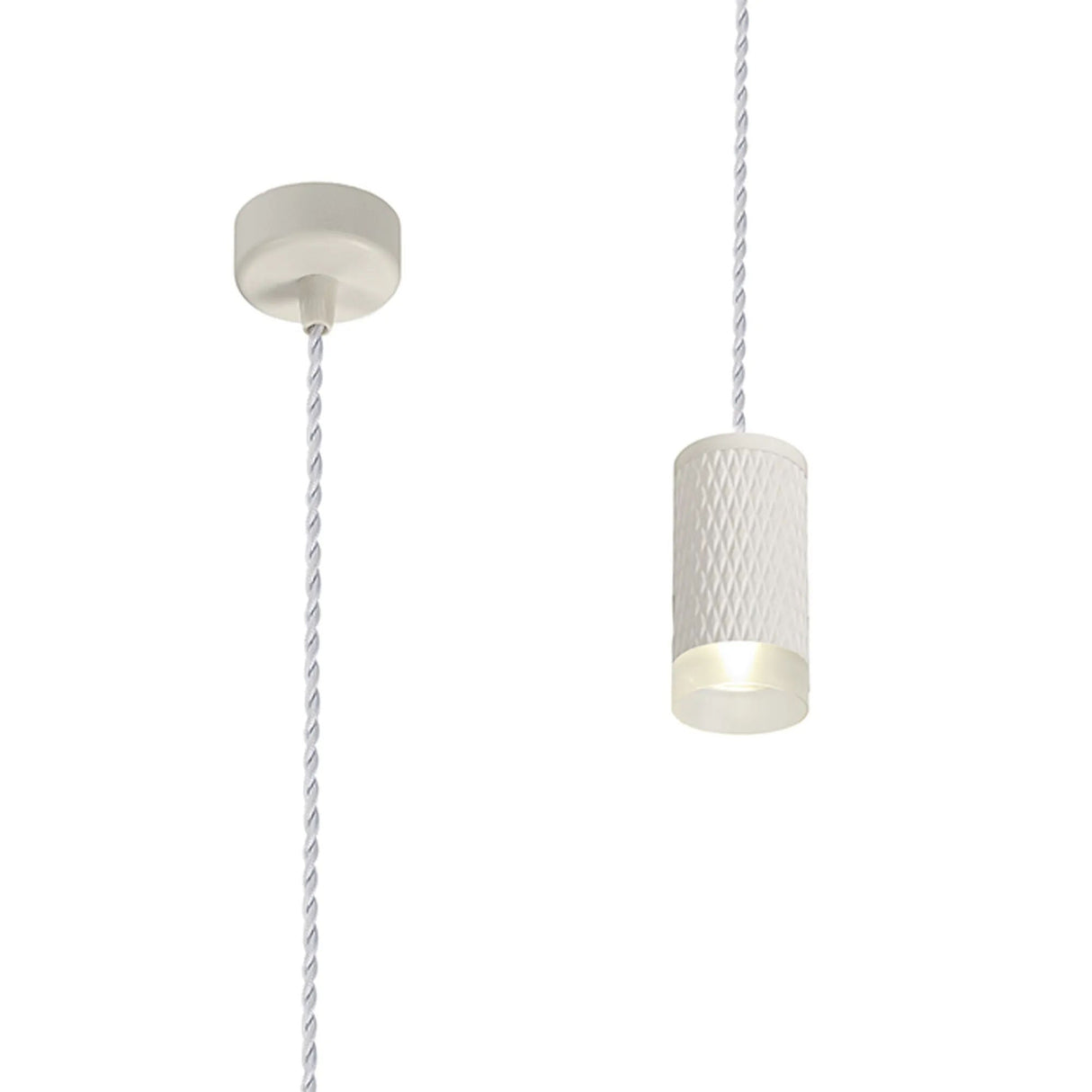Tueart 1 Light 11cm Pendant Light GU10, Sand White/Acrylic Ring