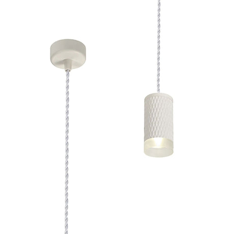 Tueart 1 Light 11cm Pendant Light GU10, Sand White/Acrylic Ring