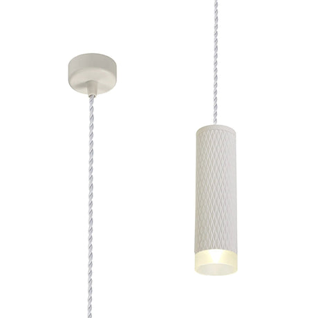 Tueart 1 Light 20cm Pendant Light GU10, Sand White/Acrylic Ring