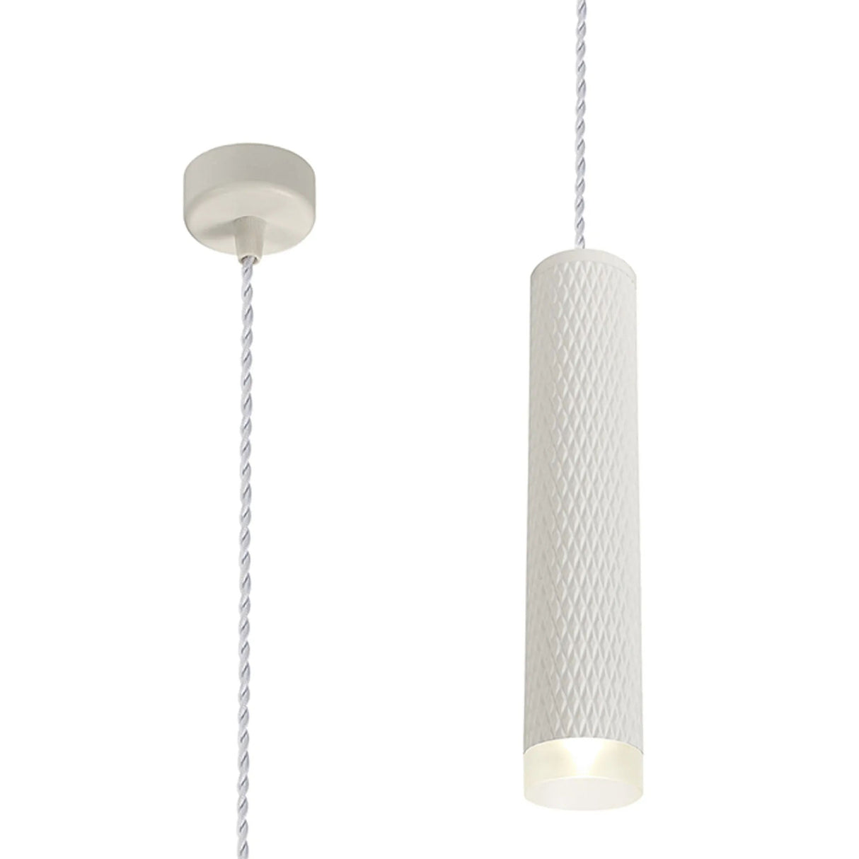 Tueart 1 Light 30cm Pendant Light GU10, Sand White/Acrylic Ring