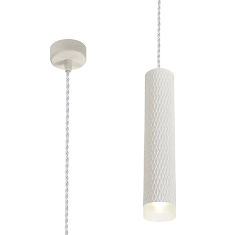 Tueart 1 Light 30cm Pendant Light GU10, Sand White/Acrylic Ring