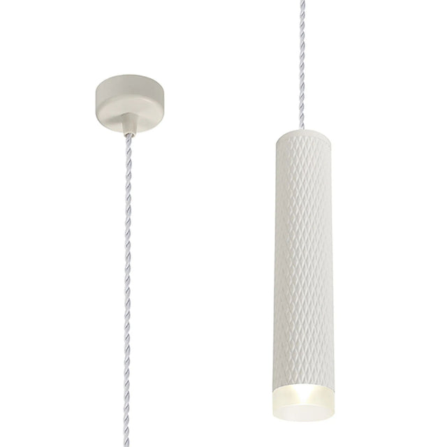 Tueart 1 Light 30cm Pendant Light GU10, Sand White/Acrylic Ring