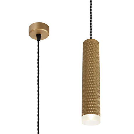 Tueart 1 Light 30cm Pendant Light GU10, Champagne Gold/Acrylic Ring