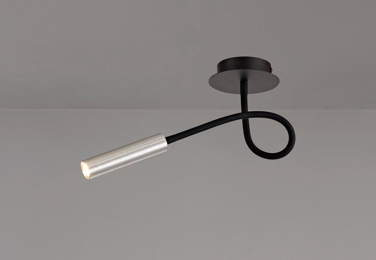 Ursemsen Ceiling, 1 Light Adjustable Arm, 1 x 5W LED, 3000K, 310lm, Black/Aluminium, 3yrs Warranty