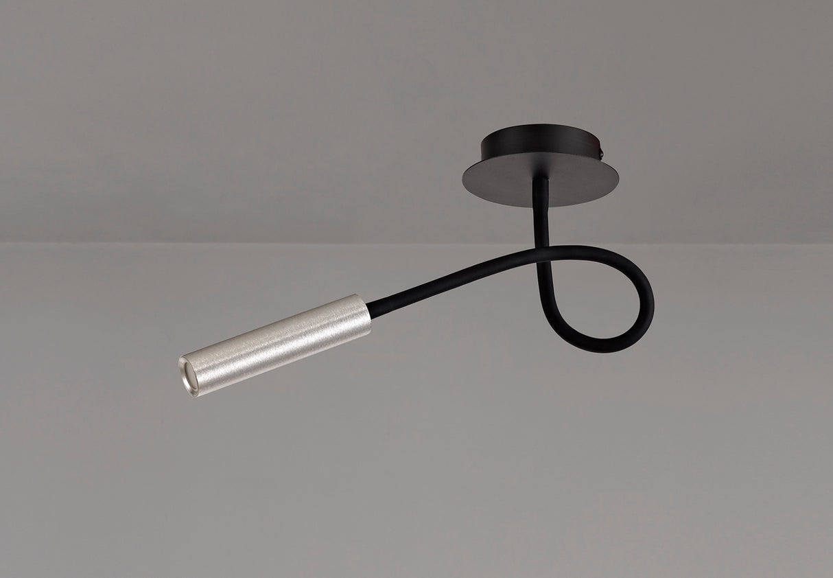 Ursemsen Ceiling, 1 Light Adjustable Arm, 1 x 5W LED, 3000K, 310lm, Black/Aluminium, 3yrs Warranty