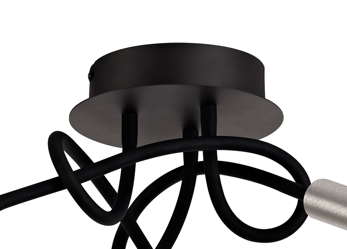 Ursemsen Ceiling, 3 Light Adjustable Arms, 3 x 5W LED Dimmable, 3000K, 930lm, Black/Aluminium, 3yrs Warranty