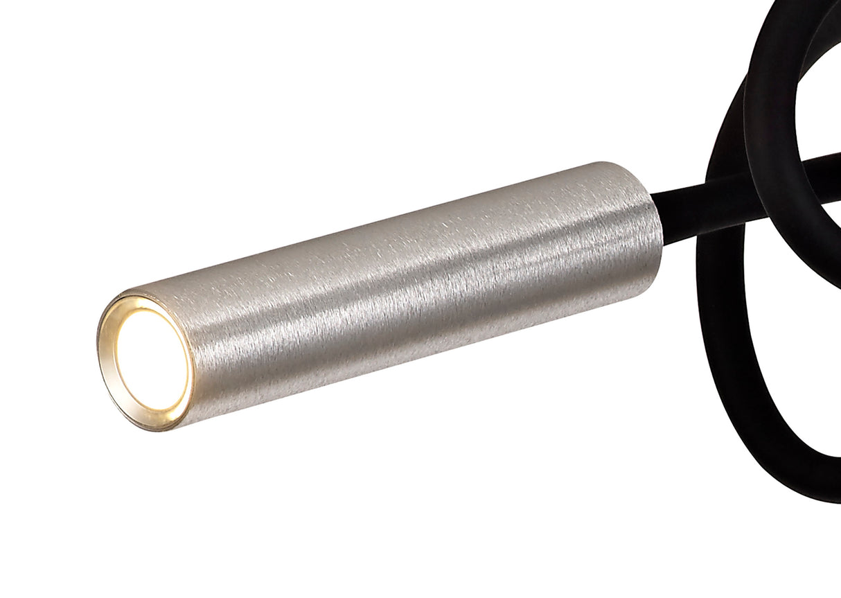 Ursemsen Ceiling, 5 Light Adjustable Arms, 5 x 5W LED Dimmable, 3000K, 1550lm, Black/Aluminium, 3yrs Warranty