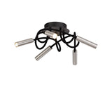 Ursemsen Ceiling, 5 Light Adjustable Arms, 5 x 5W LED Dimmable, 3000K, 1550lm, Black/Aluminium, 3yrs Warranty