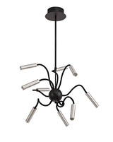 Ursemsen Sputnik Pendant, 9 Light Adjustable Arms, 9 x 4W LED Dimmable, 3000K, 2250lm, Black/Aluminium, 3yrs Warranty