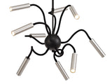 Ursemsen Sputnik Pendant, 9 Light Adjustable Arms, 9 x 4W LED Dimmable, 3000K, 2250lm, Black/Aluminium, 3yrs Warranty
