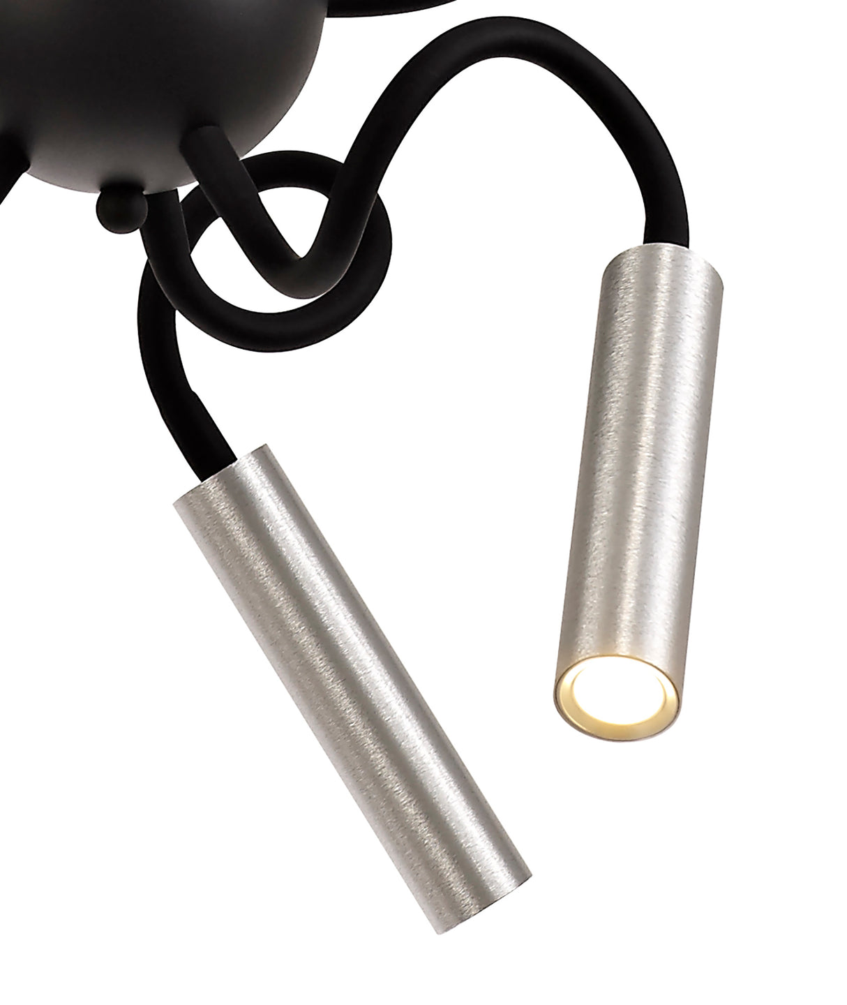 Ursemsen Sputnik Pendant, 9 Light Adjustable Arms, 9 x 4W LED Dimmable, 3000K, 2250lm, Black/Aluminium, 3yrs Warranty