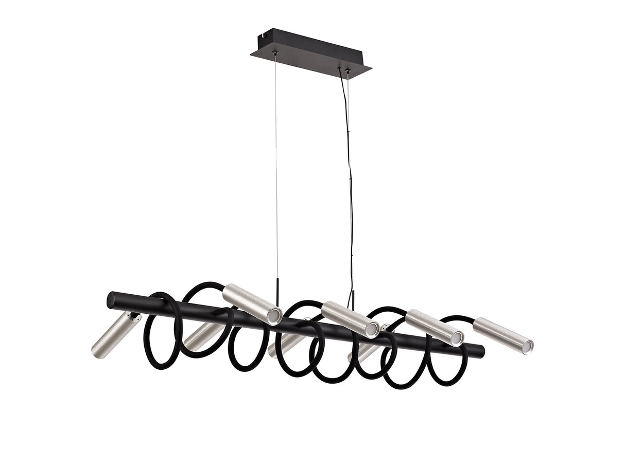Ursemsen Linear Pendant, 8 Light Adjustable Arms, 8 x 4W LED Dimmable, 3000K, 2000lm, Black/Aluminium, 3yrs Warranty