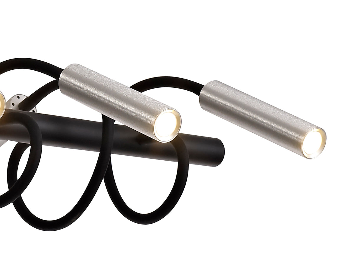 Ursemsen Linear Pendant, 8 Light Adjustable Arms, 8 x 4W LED Dimmable, 3000K, 2000lm, Black/Aluminium, 3yrs Warranty