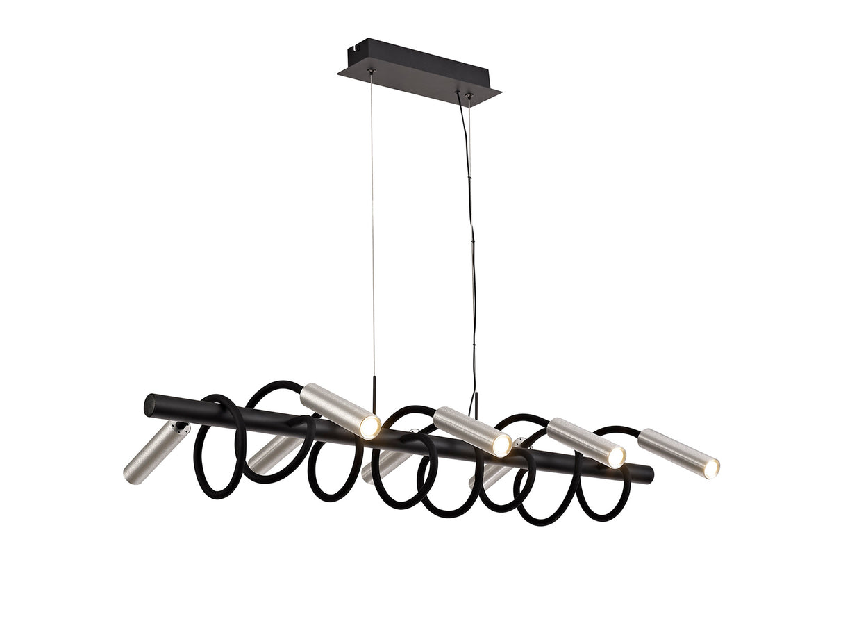 Ursemsen Linear Pendant, 8 Light Adjustable Arms, 8 x 4W LED Dimmable, 3000K, 2000lm, Black/Aluminium, 3yrs Warranty