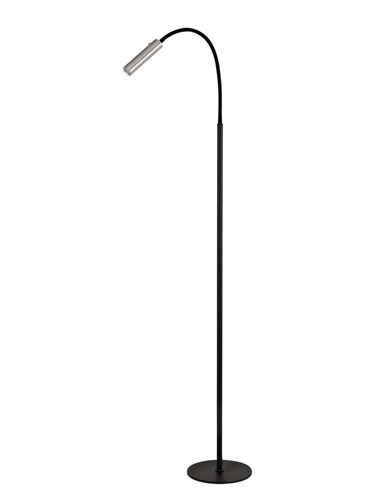 Ursemsen Floor Lamp, 1 Light Adjustable Switched, 1 x 7W LED, 3000K, 436lm, Black/Aluminium, 3yrs Warranty