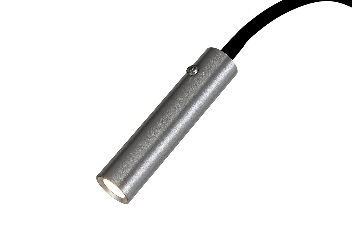 Ursemsen Floor Lamp, 1 Light Adjustable Switched, 1 x 7W LED, 3000K, 436lm, Black/Aluminium, 3yrs Warranty