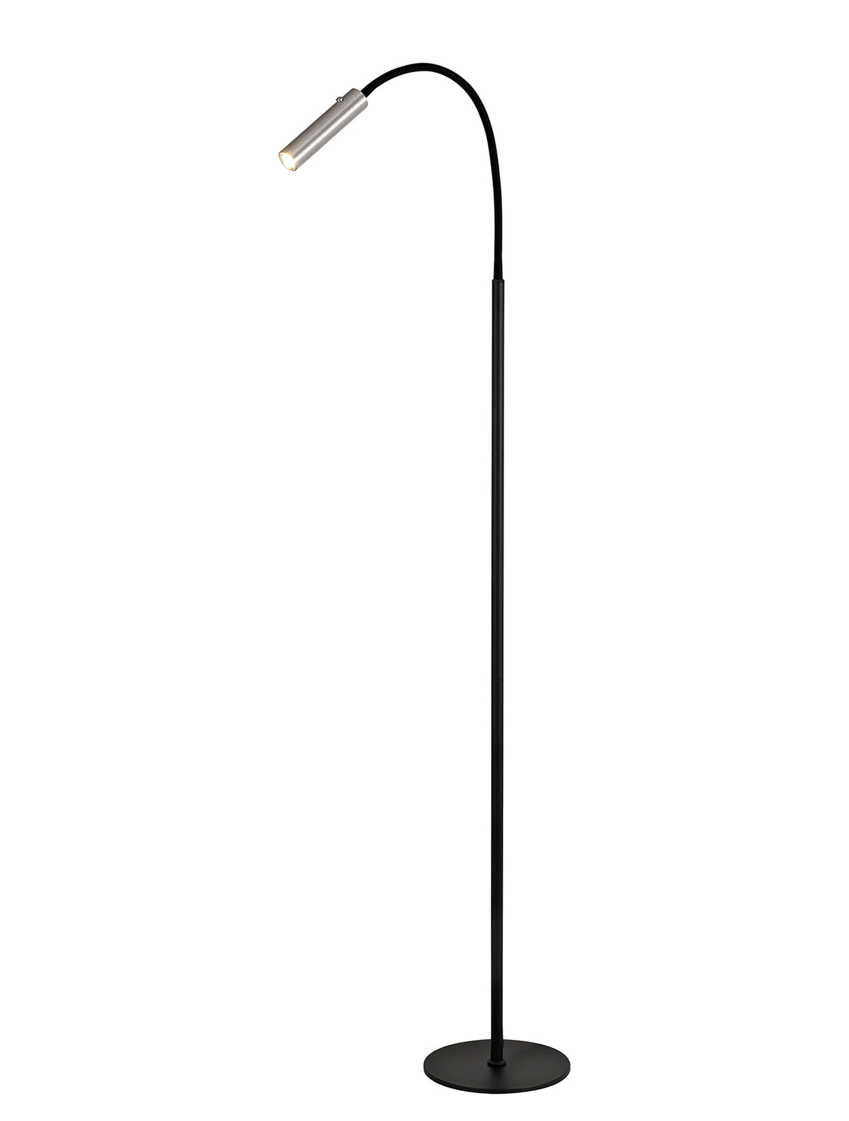 Ursemsen Floor Lamp, 1 Light Adjustable Switched, 1 x 7W LED, 3000K, 436lm, Black/Aluminium, 3yrs Warranty