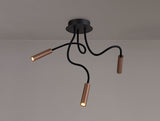 Ursemsen Ceiling, 3 Light Adjustable Arms, 3 x 5W LED Dimmable, 3000K, 930lm, Black/Satin Copper, 3yrs Warranty